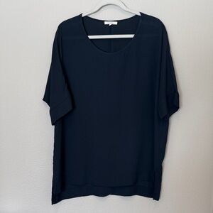 Pleione Navy Short-Sleeve Scoop Neck Tunic